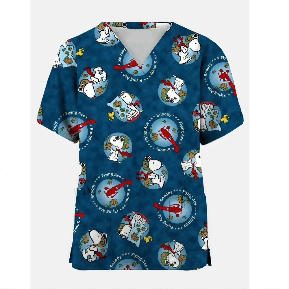 الزي الطبي المطبوع برسوم كارتونية سنوبي، ملحقات الممرضة النسائية، الزي السريري، قمصان عمل طبيب الأسنان، السترات البيطرية