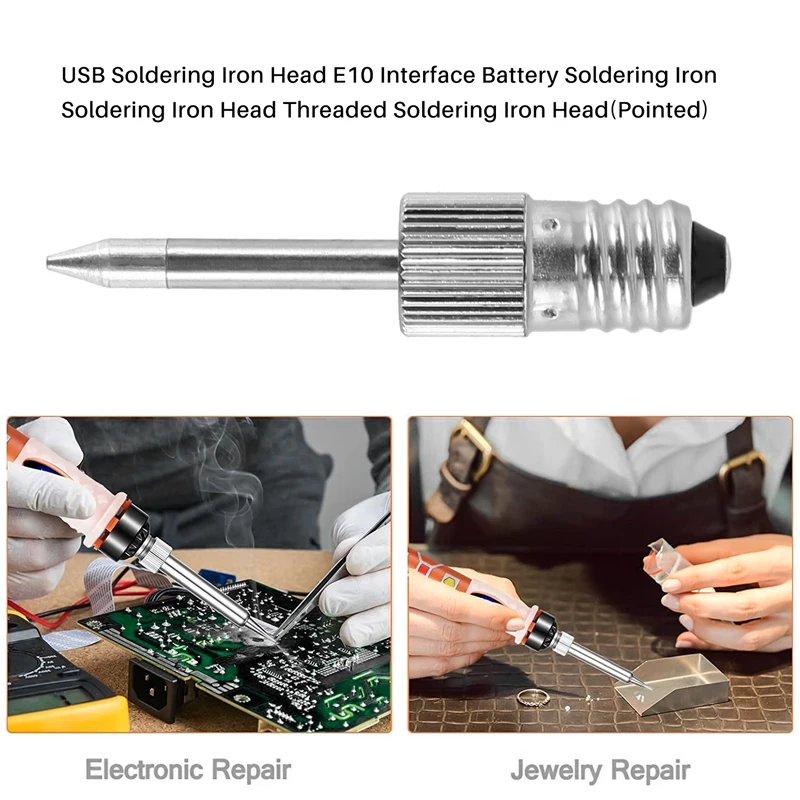 NEW-USB Soldering Iron Head E10 Interface Battery Soldering Iron Soldering Iron Head Threaded Soldering Iron Head