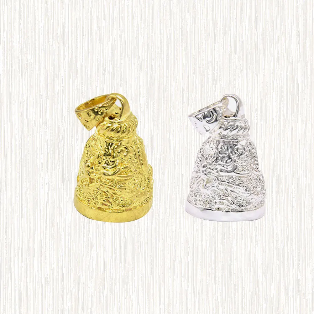 قطعتان من أجراس الحظ الصينية الجذابة مع ديكور حلقي لقلادة DIY وهدايا احتفالية جرس معلق فضي ذهبي #4