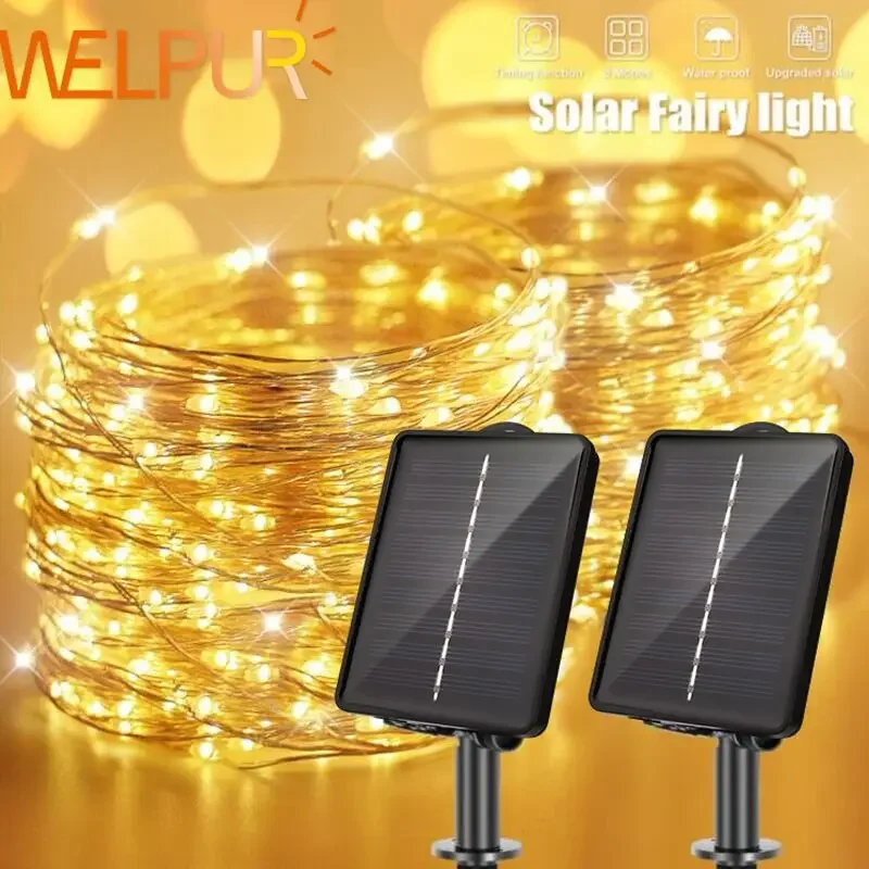 

LED Outdoor Solar Lamp String Lights timing 200/300 LEDs Fairy Holiday Christmas Party Garland Solar Garden Waterproof Led light