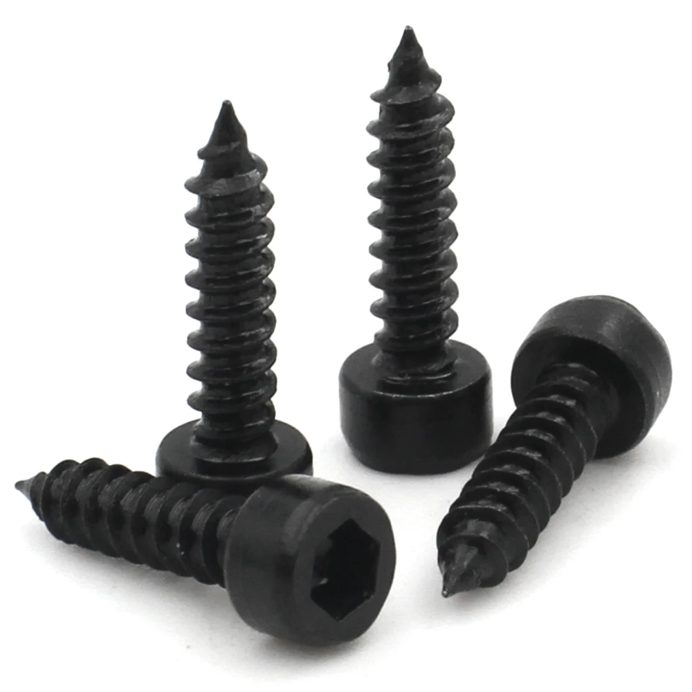 15-100pcs M2 M2.6 M3 M3.5 M4 M5 M6 Grade 8.8 Black Carbon Steel Hex Socket Hexagon Cap Head Self Tapping Screw Allen Head