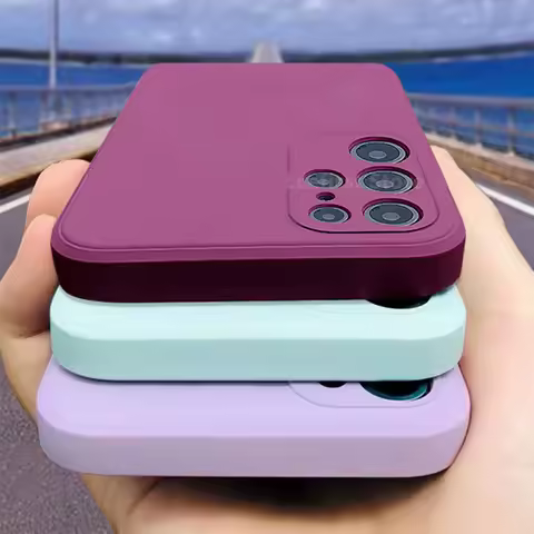 Liquid Silicone For Samsung Galaxy S25 S24 S23 S22 S21 S20 Ultra Plus FE A73 5G A54 A53 A52 4G 5G Soft Shockproof Bumper Cover
