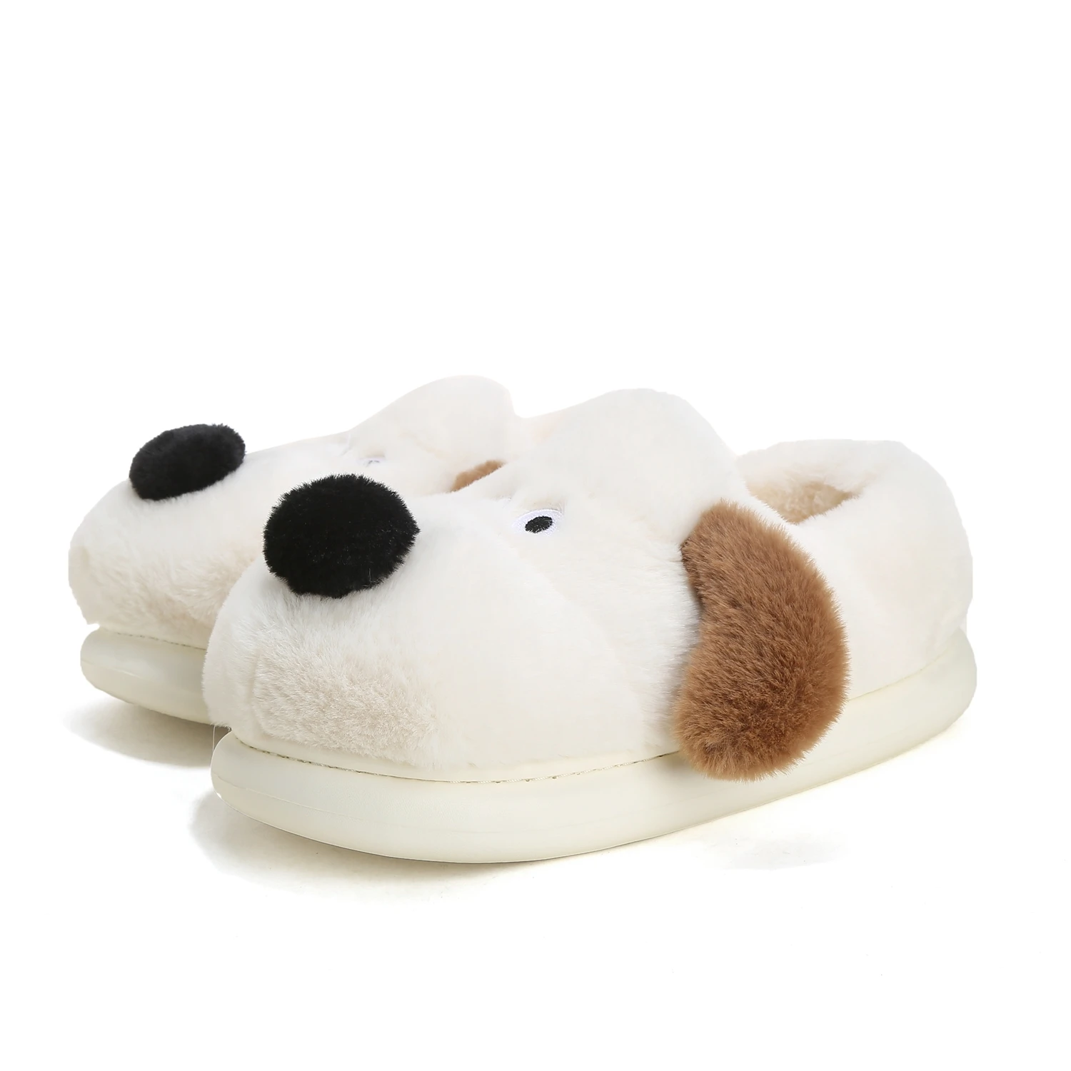 Winter Women Men Stylish Cartoon Dog Plush Slippers Comfortable Home Slippers Winter Warm Slip on Non-slip Fuzzy Home Slippers