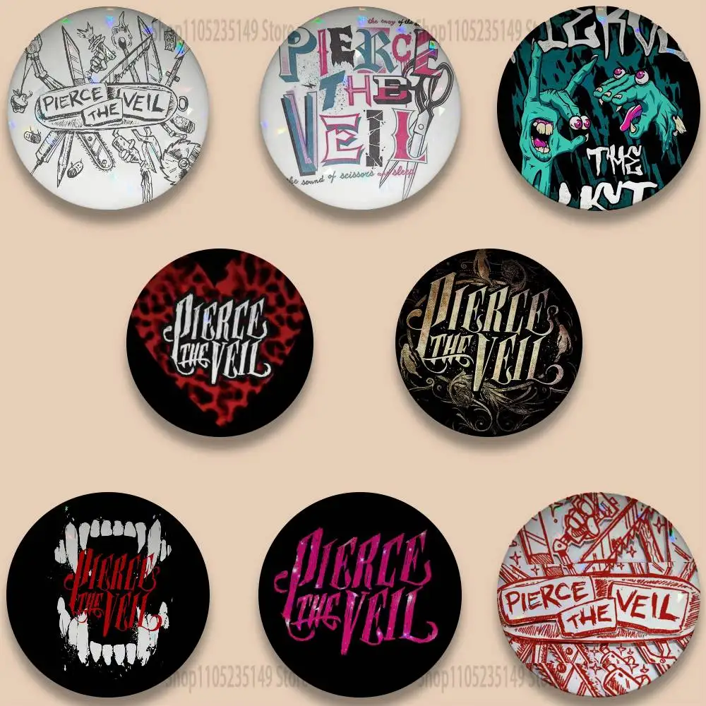 

P-Pierce The Veil Music 32/44/58mm Handmade Pins Round Brooch Badge Backpacks Clothes Jewelry Gifts