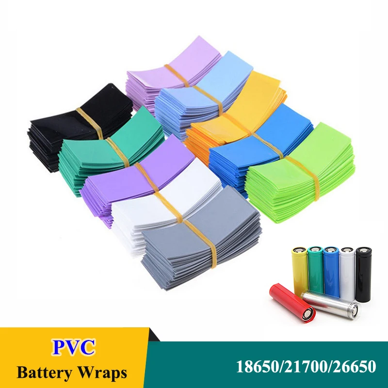 20/50/100/300pcs PVC Battery Shrink Wrap Film 18650/21700/26650 Precut Insulated Lithium Case Heat Shrink Tube For Batteries