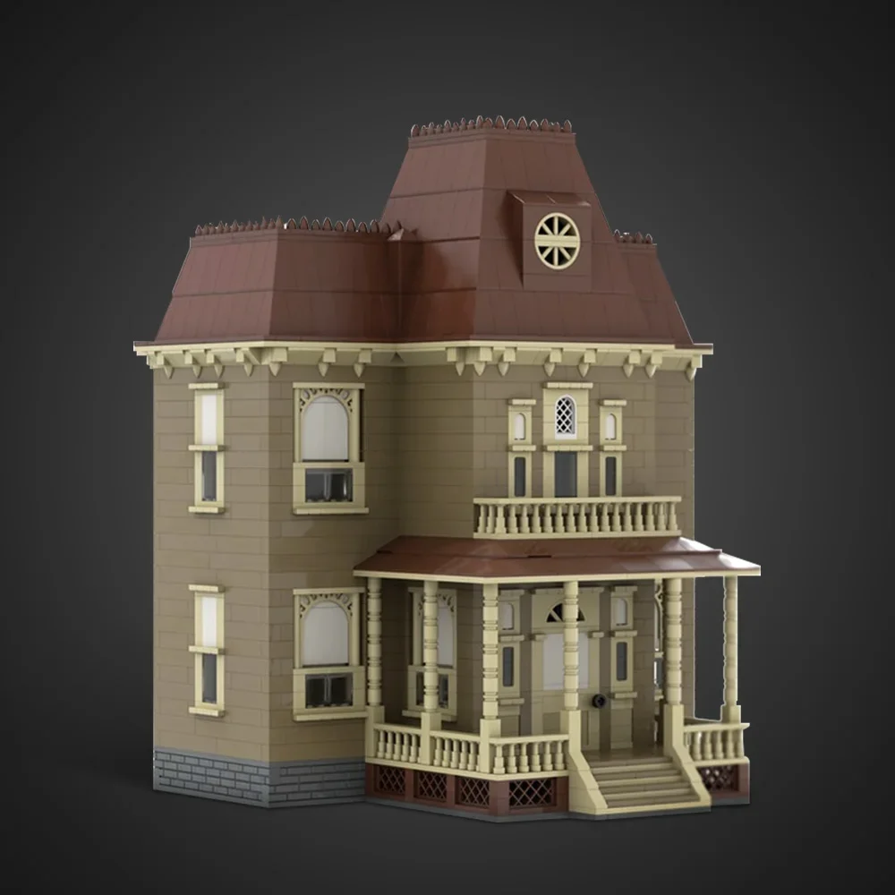 Gobricks moc filme psico casa blocos de construção modelo psico horror casa assombrada arquitetura tijolos montar brinquedos crianças presentes