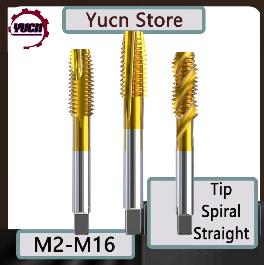 Metric M35 HSS Cobalt Tap Titanium Plated Straight/Spiral Flute Machine Thread For Metal M2 M2.5 M3 M4 M5 M6 M8 M10 M12 M14 M16