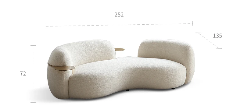 French cream style fabric pea sofa modern simple designer special-shaped small apartment living room sofa