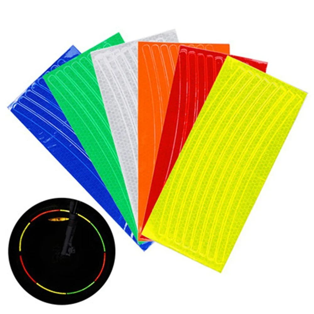 Bike Reflective Stickers MTB Bicycle Wheel Spoke Tubes Strip Adhesive Tape Safety Decor Rim Sticker Cycling Accessories 6 Colors