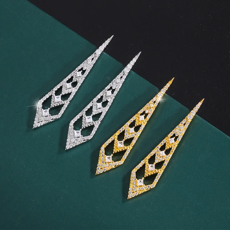 

Популярные винтажные серьги в дворцовом стиле для женщин, двухцветные (золото и серебро) с бриллиантами, модные женские серьги.