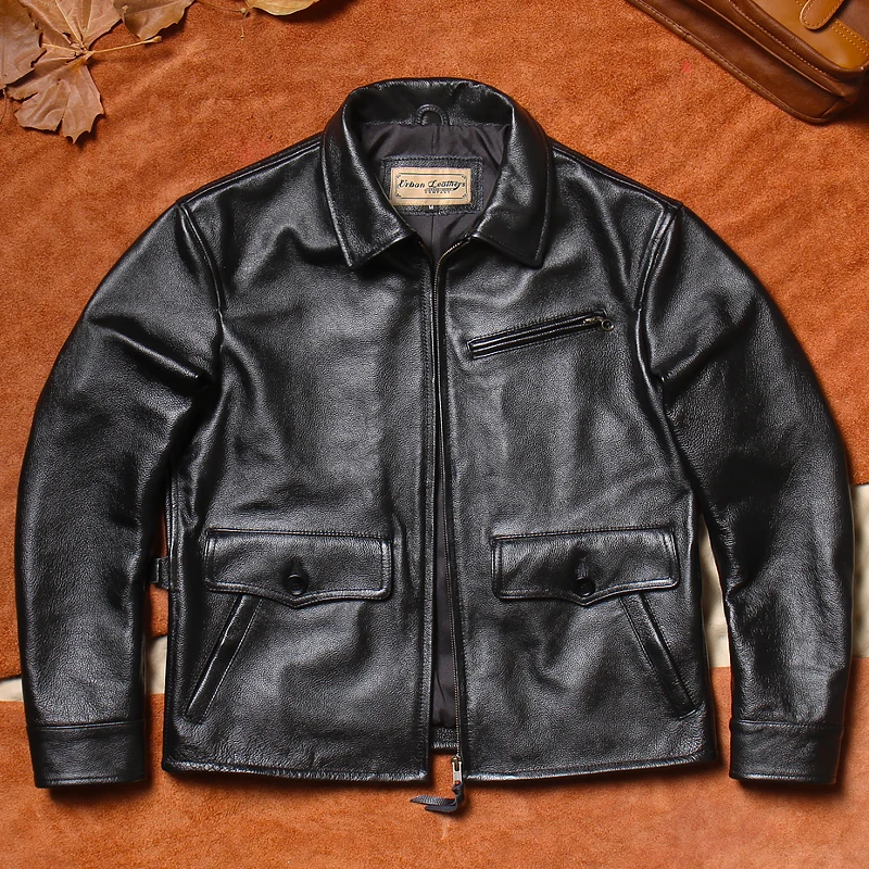 

Zhang Xueyou Newsboy из натуральной кожи Jaet, повседневная мужская модная осенняя верхняя одежда из воловьей кожи с застежкой-молнией