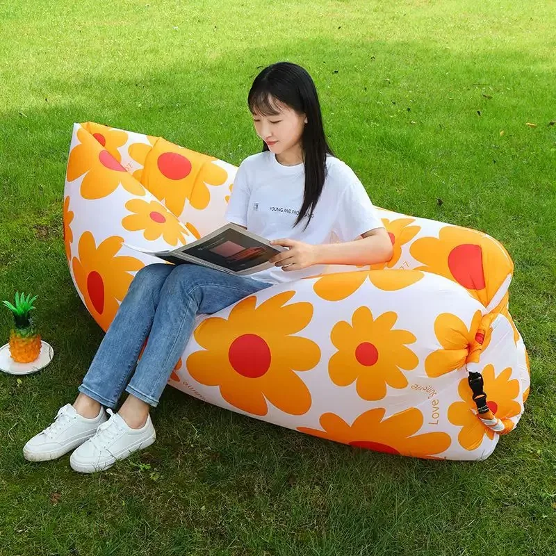 Portable lazy air-filled sofa, single-person recliner, midday relaxation air mattress, suitable for indoor and outdoor use
