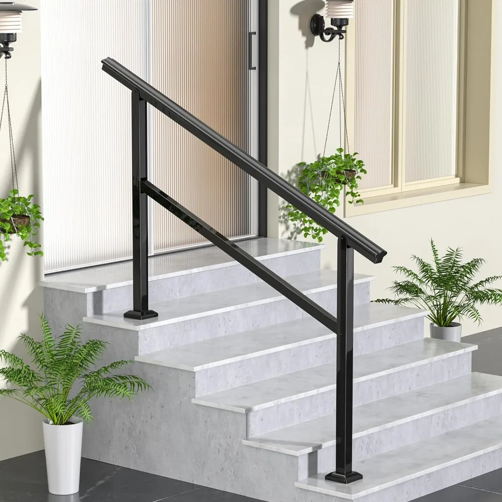 

5Steps Handrail,60"X35" Handrails for Outdoor Steps Fit Transitional Handrail with Installation Kit Handrail for Stairs Outdoor