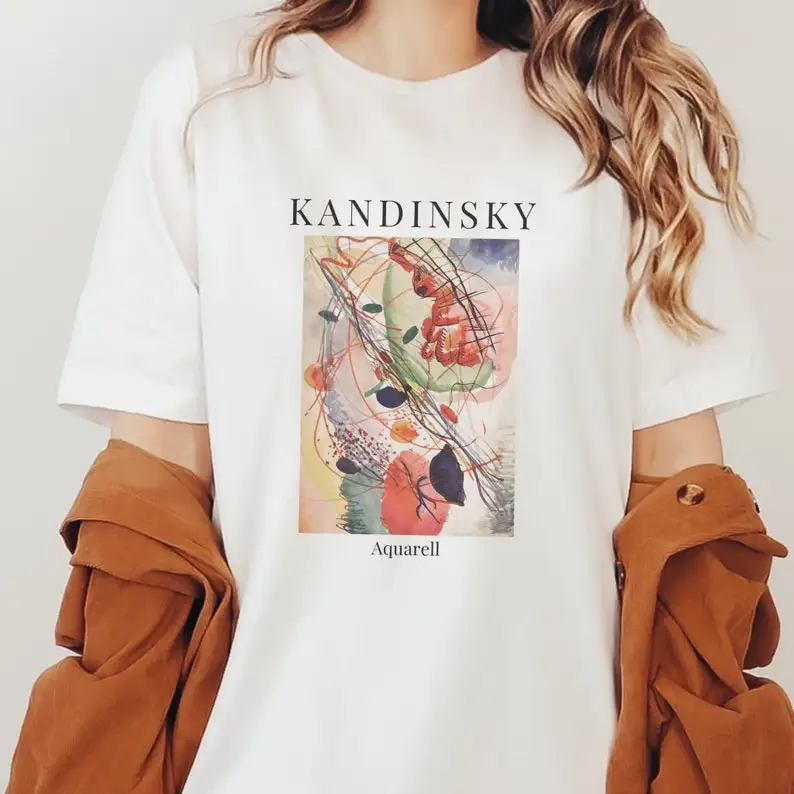 Kandinsky T-Shirt Aquarell Graphic Tee Abstract Art  Womens  Famous Painting Tshirt Unisex