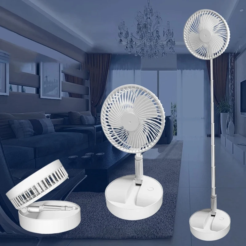 Button-Operated Portable Electric Fan Integrated Desktop Fan Bass Air Supply Foroffice White