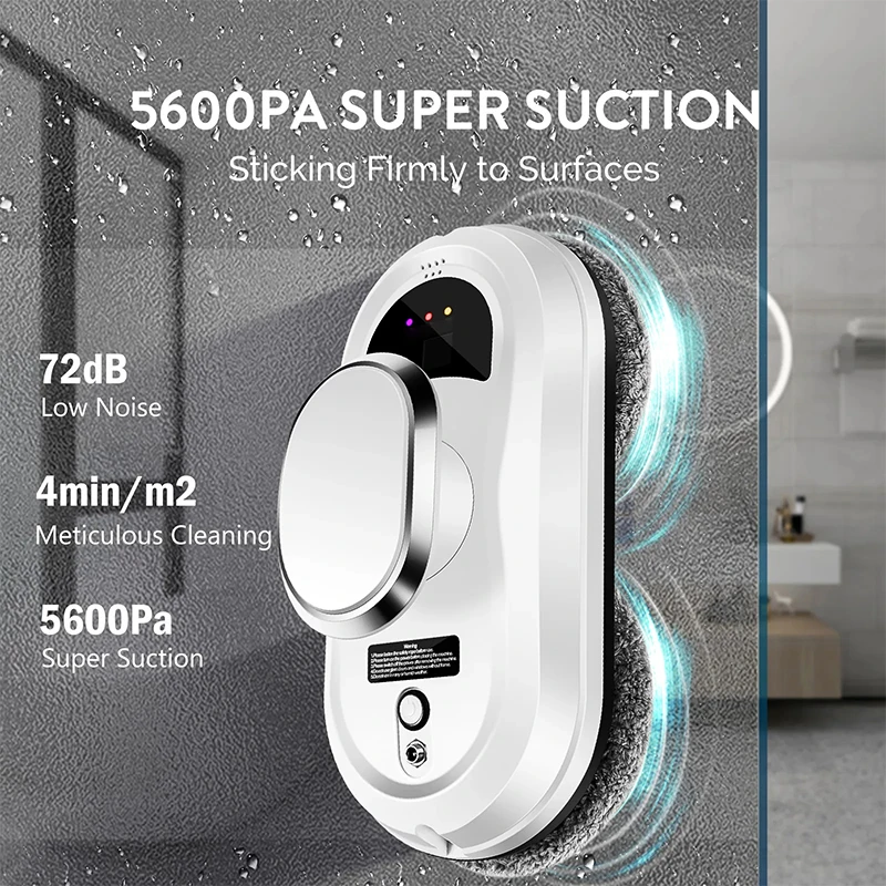 Smart Window Cleaning Robot Intelligent Glass Wipe Machine Electric Remote Control 5600Pa MEMS Path Cleaning Mode Vacuum Cleaner