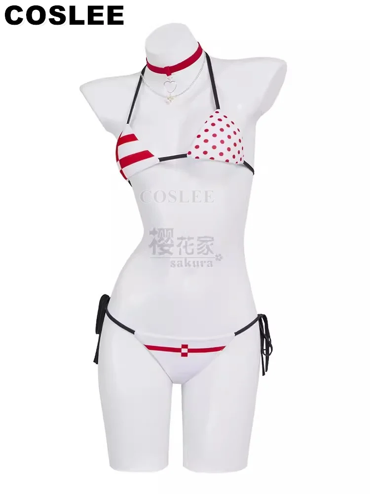 COSLEE Pepper/Neon Cosplay Costume NIKKE The Goddess Of Victory Summer Bikini Swimsuit Swimwear Swimming Game Suit Women Party