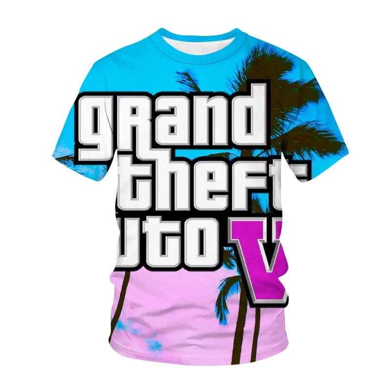 Grand Theft Auto GTA 6 T-Shirts Game 3D Print Streetwear Men Women Casual Fashion Oversized T Shirt Kids Tees Tops Man Clothing