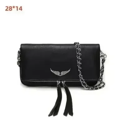 ZADIG & VOLTAIRE New Shoulder Bags 2024 For Women Crossbody Bag Designer Wing Decoration 2Chains Straps Flap Zipper Rock Nano