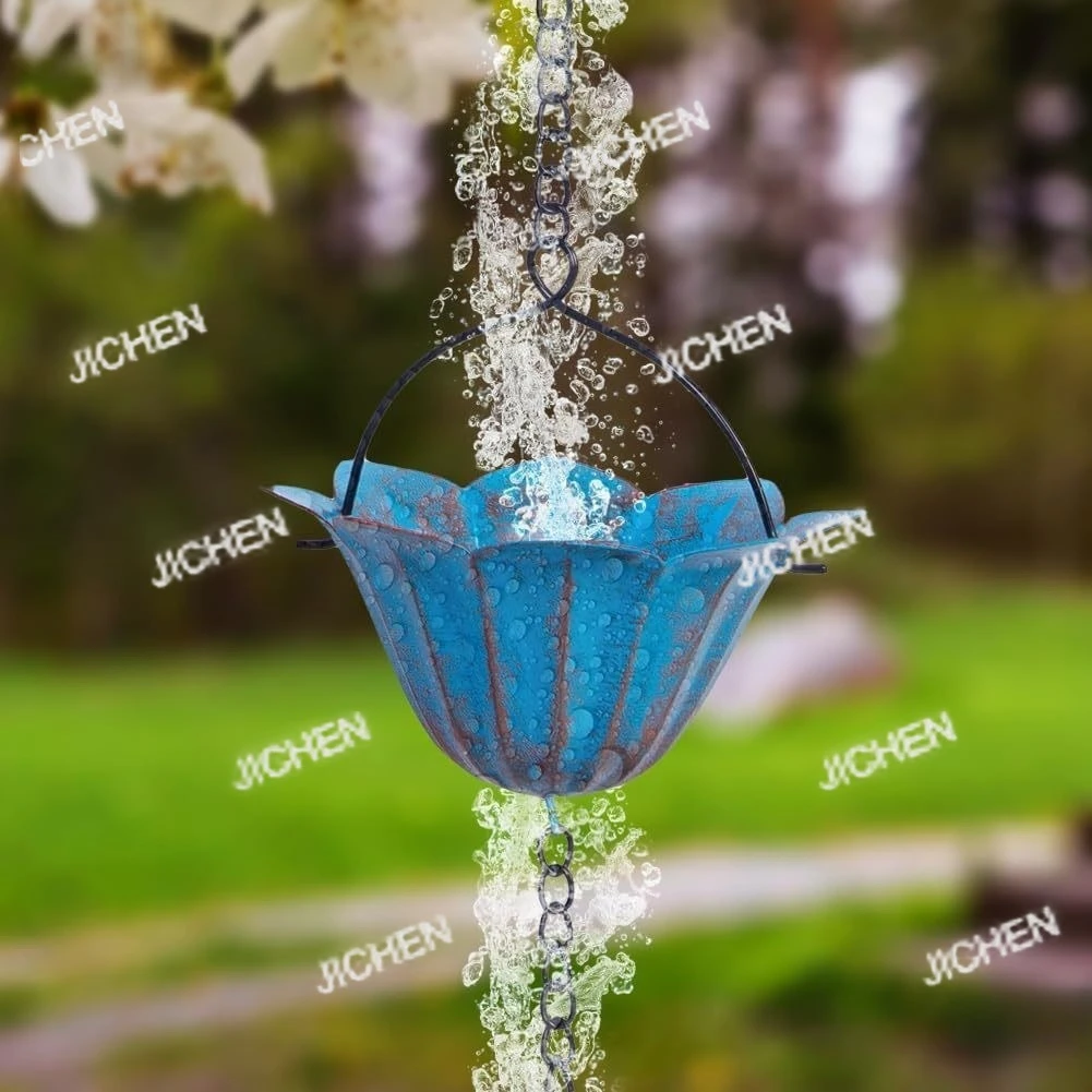 

Металлическая сливная цепь для коридора паркового павильона, дождевая цепь чашки виллы с птицами, дождевая цепь, колокольчик, металлическое мастерство