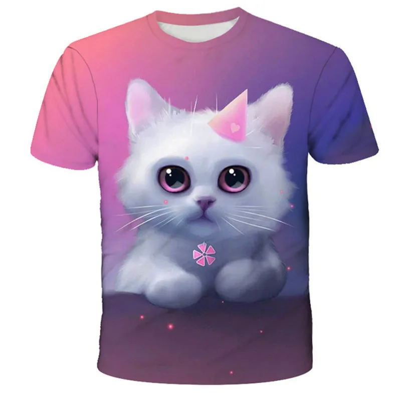 Kawaii Cat 3D Print T Shirt Kids Summer Fashion Casual T-shirt Boy Girl Unisex Children's Clothing Tshirt Girls Clothes Tops