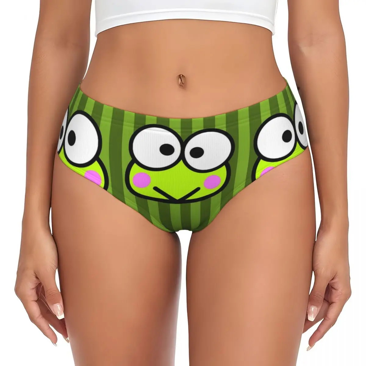 Culotte grenouille Keroppi personnalisée pour femme, sous-vêtement confortable aux grands yeux