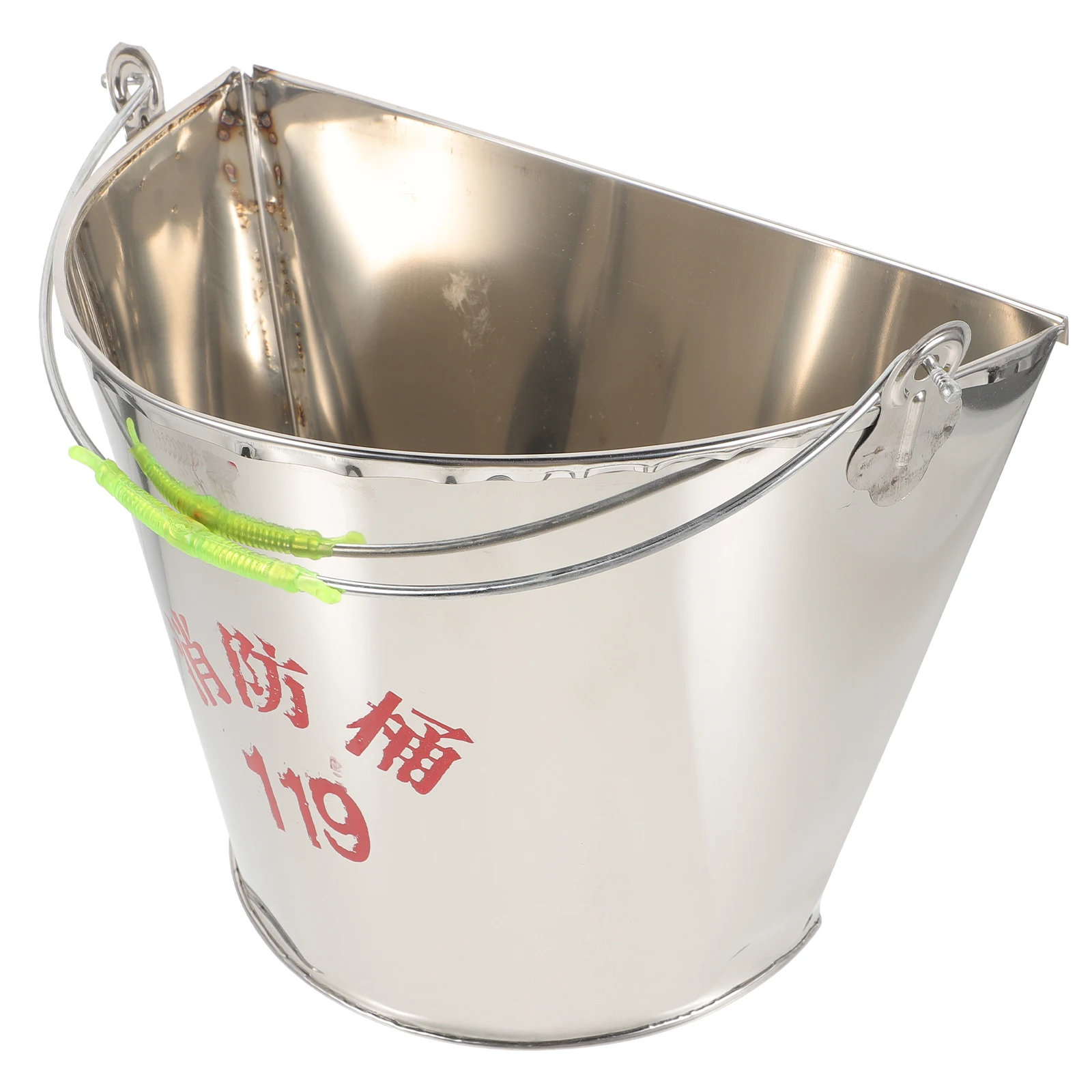 

Stainless Steel Semicircular Bucket Portable Emergency Sand Bucket for Car Heat Resistant Fire Extinguisher Home Use Practical