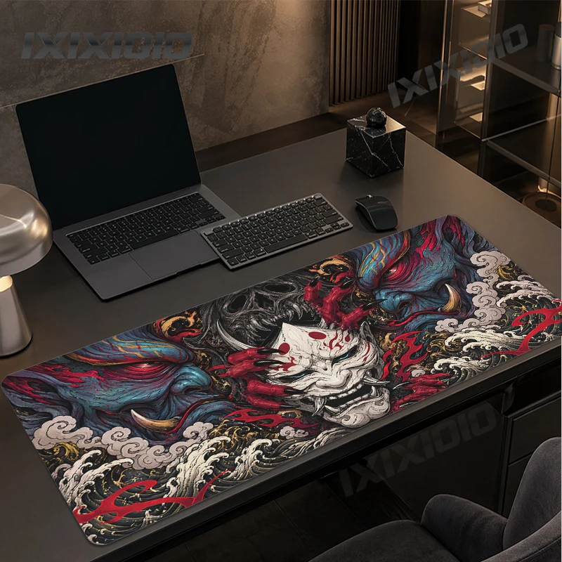 Mauspad Dark Oni Mask Gamer XL Neues großes HD-Mauspad für Computer XXL Mechanisches Tastaturpad Büro Rutschfeste weiche Tischmatte