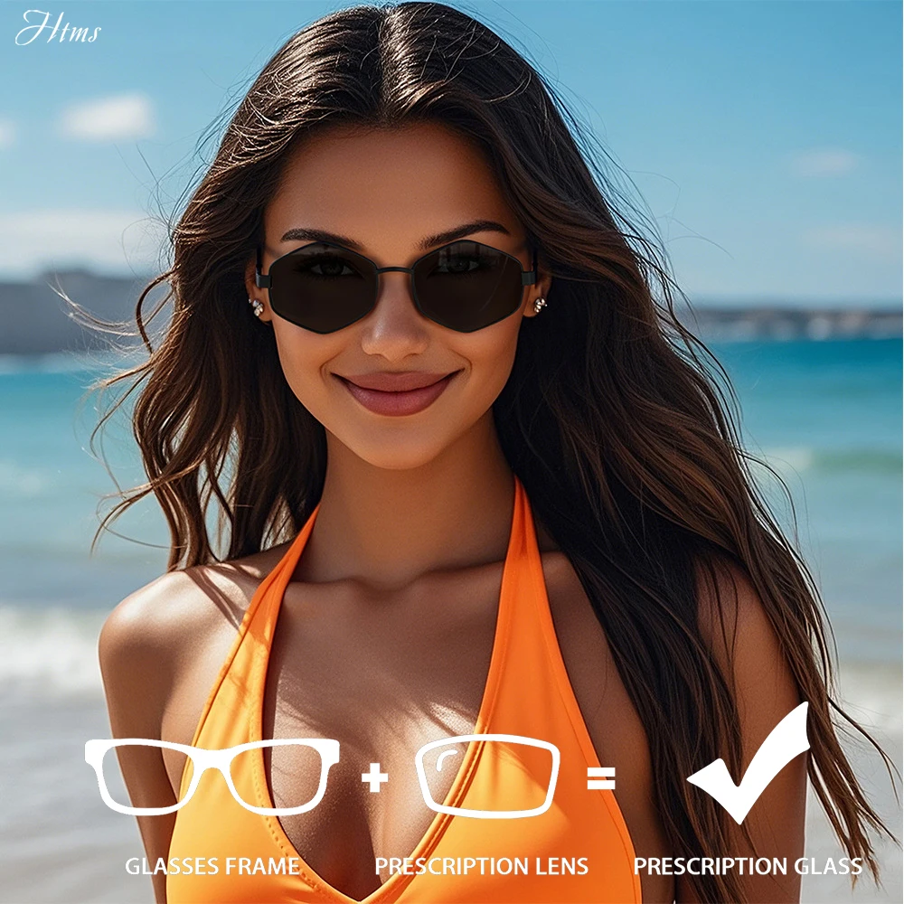 

HTMS Prescription Sunglasses Women's Summer Fashion Sunglasses Customized Small Frame Polarized Lenses Prescription Glasses