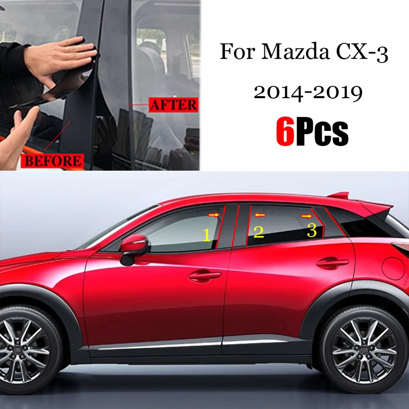 

Car Door Window Middle Column Trim Protection PC Carbon fiber Decoration Strip protection Stickers For Mazda CX-3 CX3 2014-2019