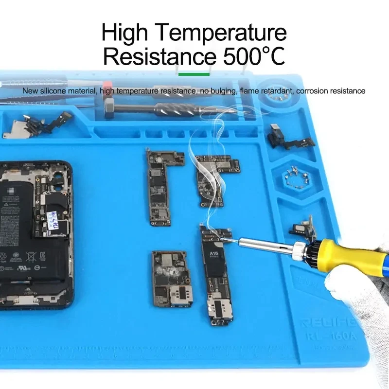 RELIFE Heat Insulation Silicone Pad, Phone PCB Repair Soldering Mat, Maintenance Platform, RL-160A