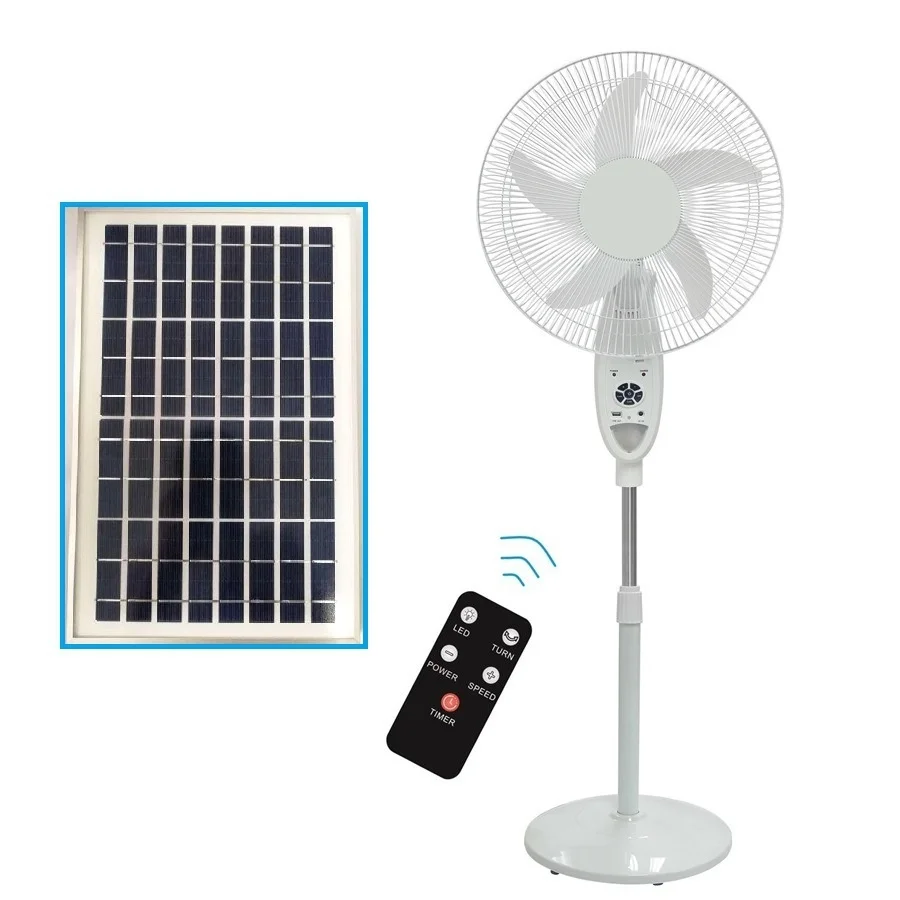 

16-Inch Indoor/Outdoor Digital Remote Control Emergency Solar Panel Fan Household Floor Charging Standing Pedestal Tower Fan