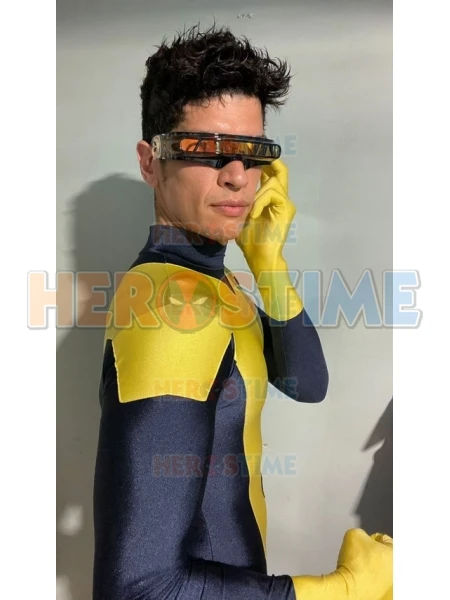 Cyclops Cosplay Costume Navy Blue and Yellow Spandex Zentai Costume Superhero Suit halloween costumes for Adult/Kids