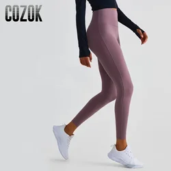 Pantaloni da Yoga in Lycra, Leggings sportivi elasticizzati a quattro vie da donna senza T-line, Leggings senza cuciture a vita alta da palestra Sport donna Fitness