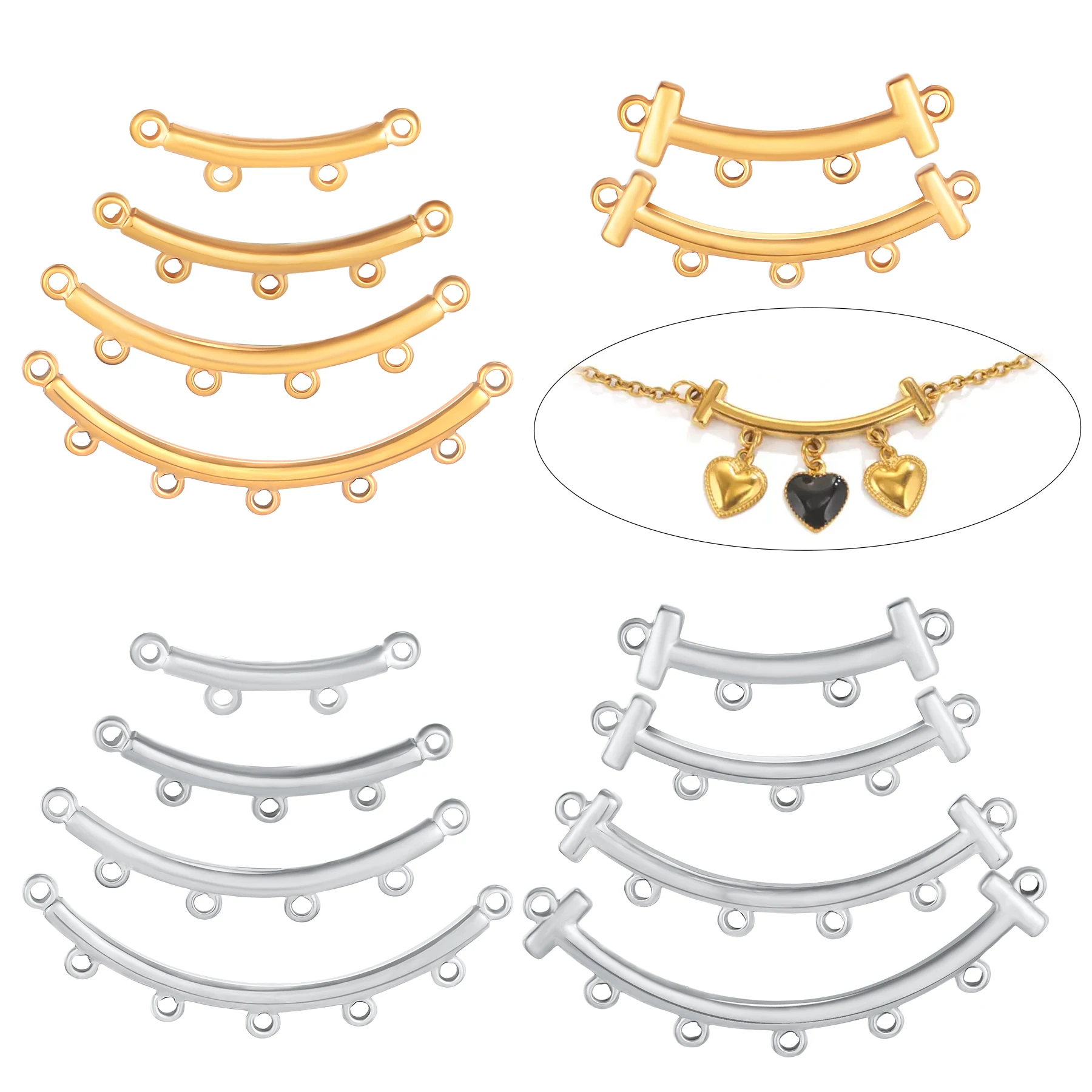 

10Pcs 2-5 Hole Jewelry Connector Stainless Steel Accessorie for DIY Boho Making Necklace Bracelet Clasp Supplies Wholesale