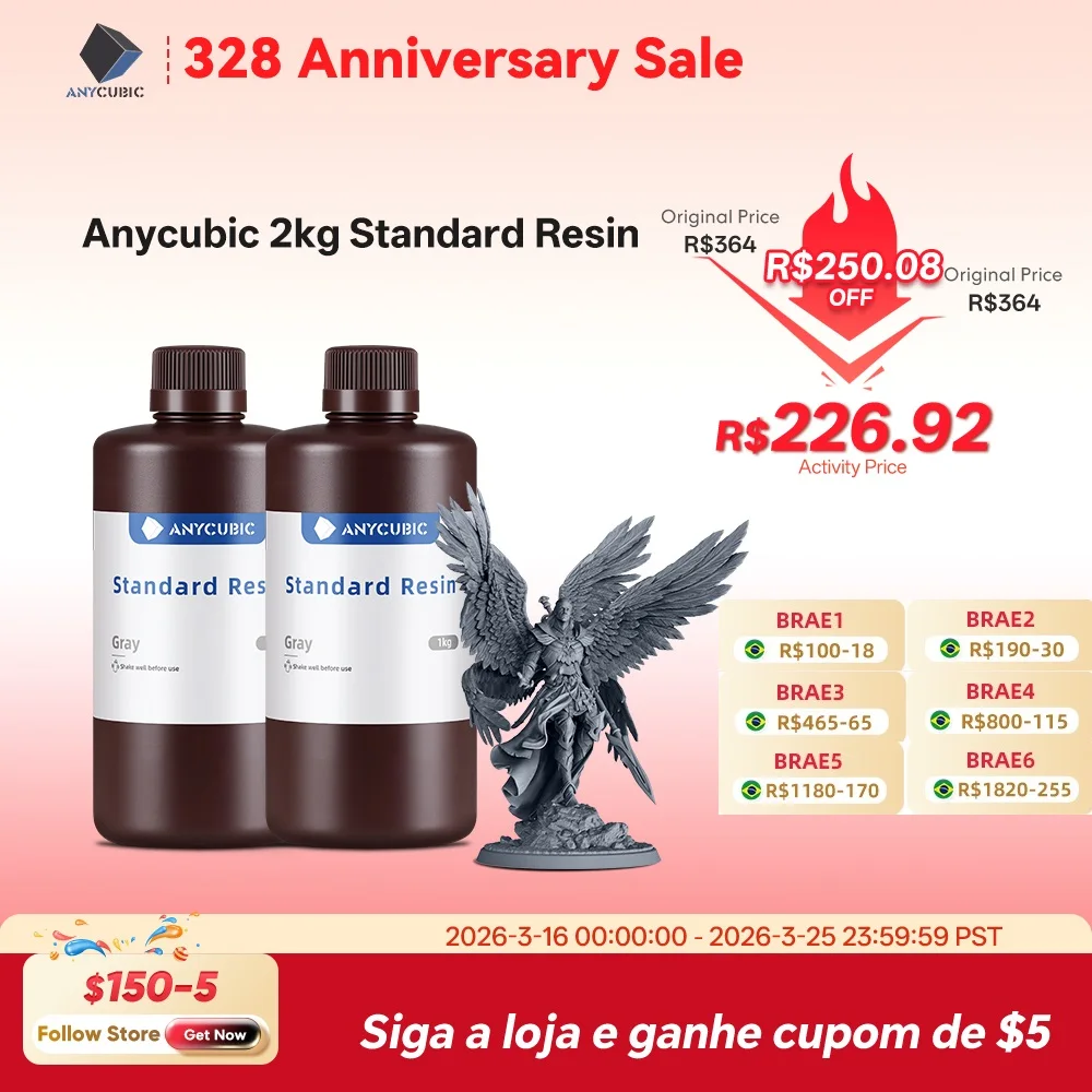 Resina UV ANYCUBIC para impressora 3D Fotopolímero líquido 405nm Resina padrão Materiais de impressão de impressora 3D para LCD Photon Mono