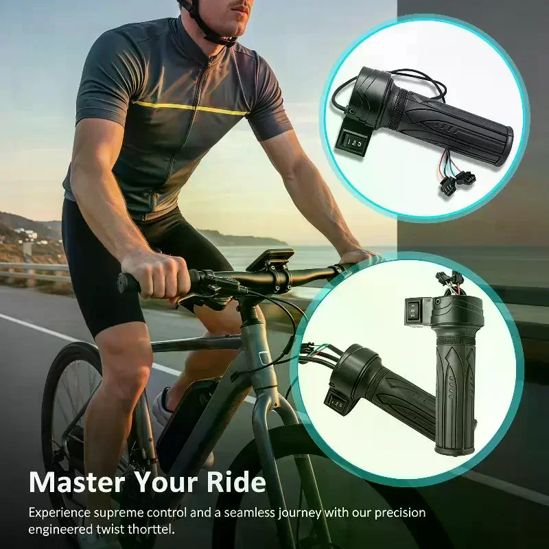 

Motorcycle 3-Speed Electric Bike Scooter Speed Control Throttle Twist Grip Handlebar Accelerator For E-Bike Replacement 1PC