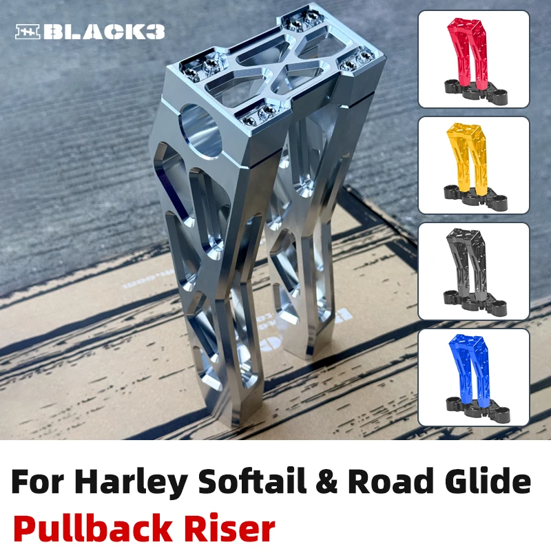 

BLACK3 New Arrival Handlebar Riser Pullback Riser for 2009-up Touring Road/Street Glide 2018-up Softail Low Rider S/ST Fat Bob