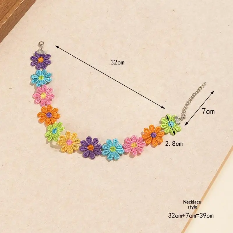Buntes Häkelblumen-Stirnband, niedliches Design, bequeme Passform für Sommerausflüge, Musikfestivals und den täglichen Gebrauch. – Detail 8