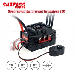 Surpass Hobby Rocket Supersonic V2 Waterproof 45A/60A/80A 2-3S Brushless ESC Electric Speed Controller For 1/8 1/10 1/12 RC Car