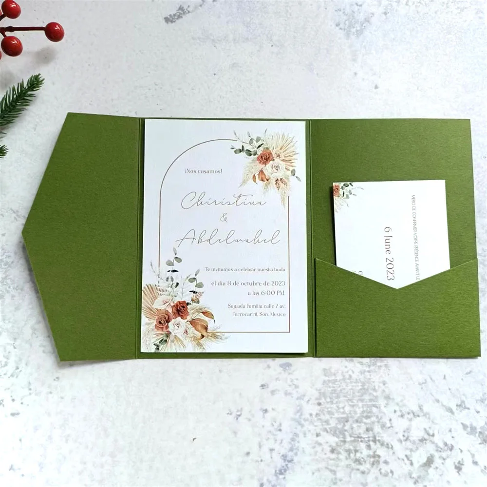 

Greeny Personalized Wedding Invitations RSVP With Envelopes Birthday Valentine'd day Gift Cards Holder Multi Colors 50 Sets