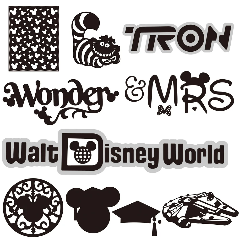 Micky Mouse Mortarboard  Background Plate Cutting Dies Disney Words Diecuts for DIY Scrapbooking Paper Cards Crafts New 2023