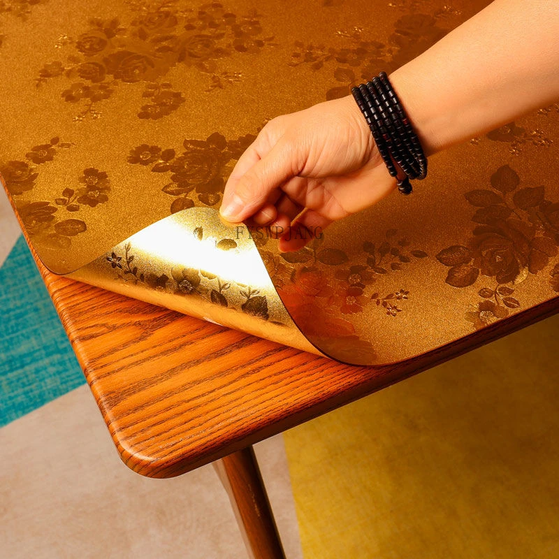 Soft Glass Table Cover Color Transparent PVC Crystal Plate Plastic Table Cloth Waterproof for Home Tablecloths Home Decoration