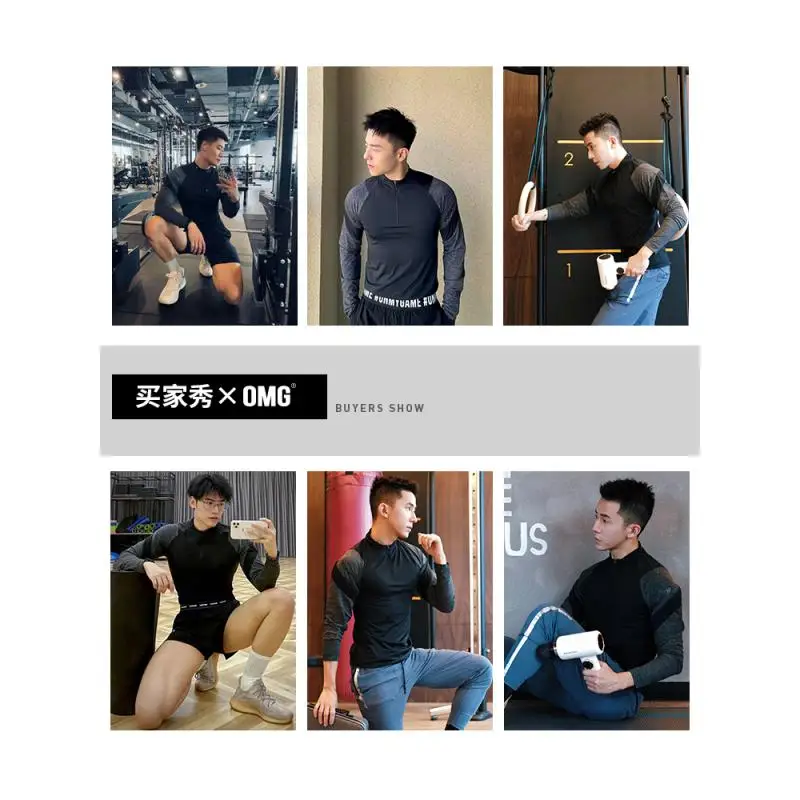 OMG Tight Clothing Training Clothing Breathable Long Sleeve T-shirt High Elastic Sports Fitness Clothing Men's Top