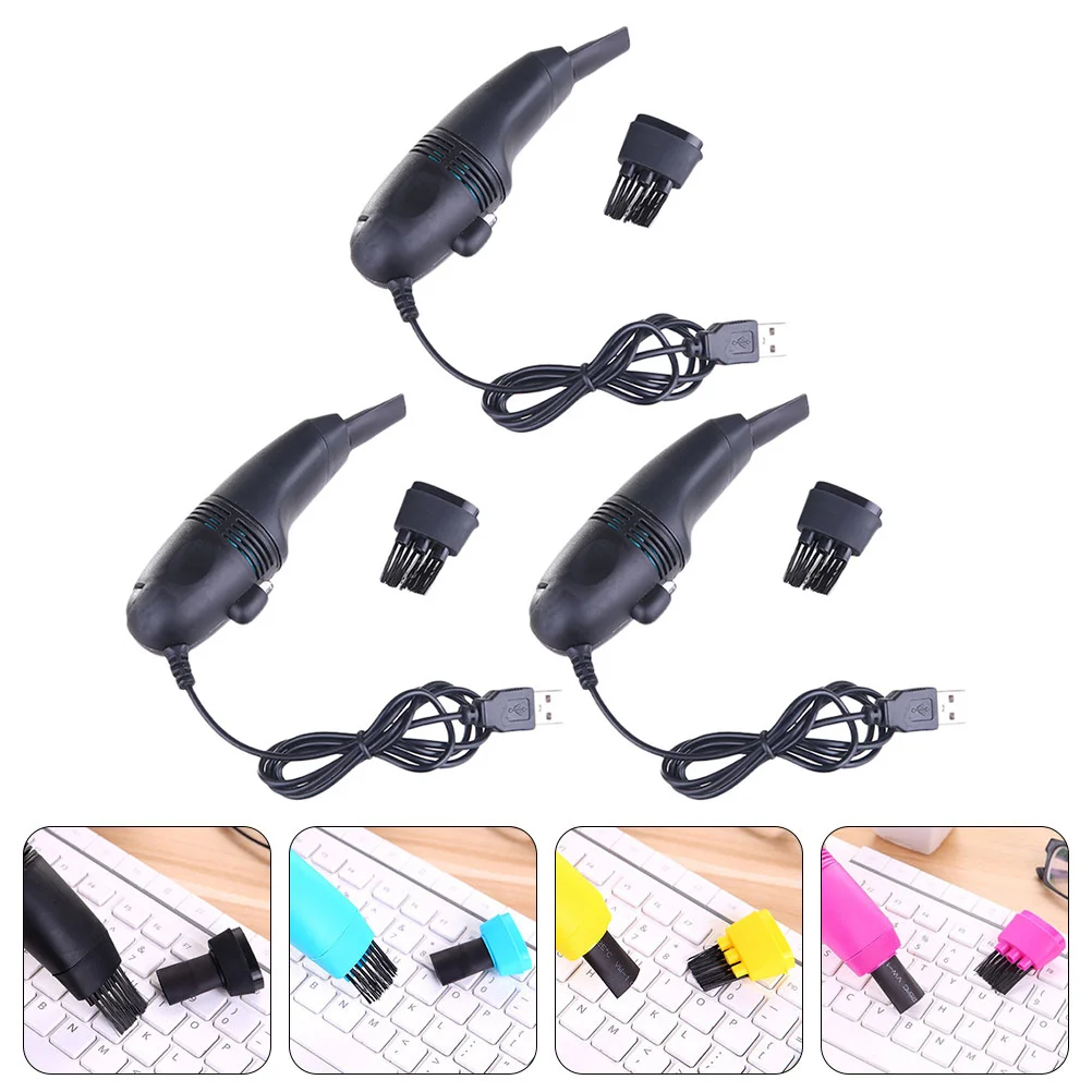 

3 pcs Portable Usb Vacuum Cleaner For Keyboard, Mini Vacuum With Long Narrow Suction Head, Large Nozzle, Cleaning Brush, Compact