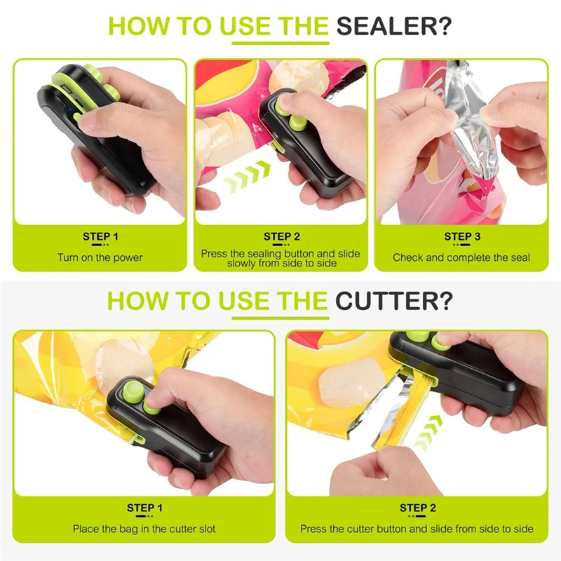 

Efficient-Mini Bag Sealer - Chip Bag Sealer Heat Seal With Cutter & Magnet, Portable Mini Sealing Machine