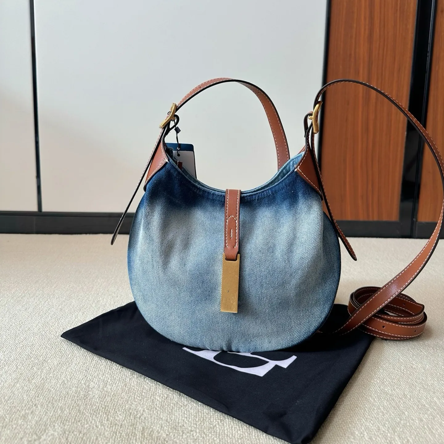 

Bread Moon Tooth Bag Crossbody Handbag Saddle Denim Lunch Box Bag Unbranded European Faion Single oulder Bag