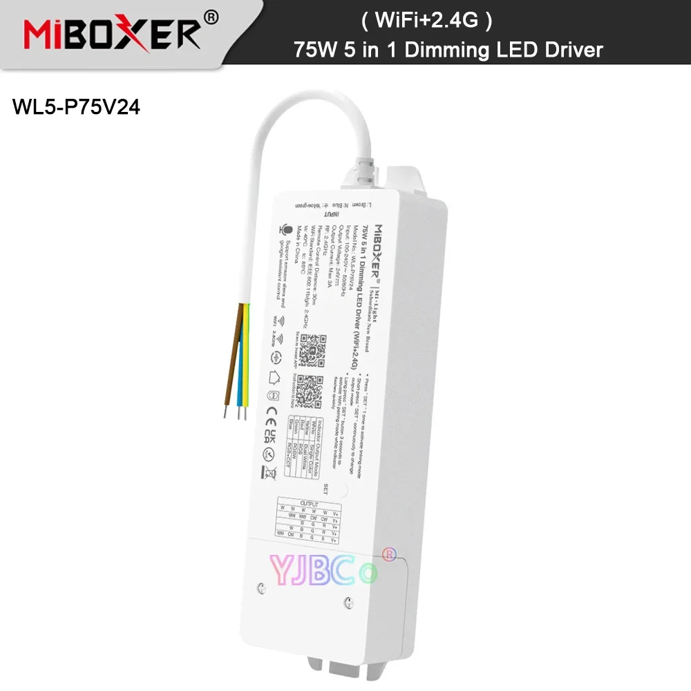 110V~220V to 24V WiFi 75W 5 in 1 Dimming LED Driver 2.4G RF Remote control Single color/CCT/RGB/RGBW/RGB+CCT LED Power supply