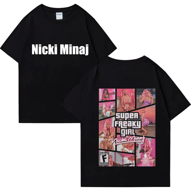 

Rapper Nicki Minaj Aesthetics Double Sided print T shirt Men Women Fashion Oversized short sleeve T-shirts Unisex summer Tops