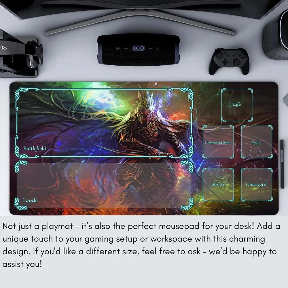 Legal tema cavaleiro mtg playmat cartão mágico batalha esteira antiderrapante durável 35x60cm comandante playmat tapete mágico mtg